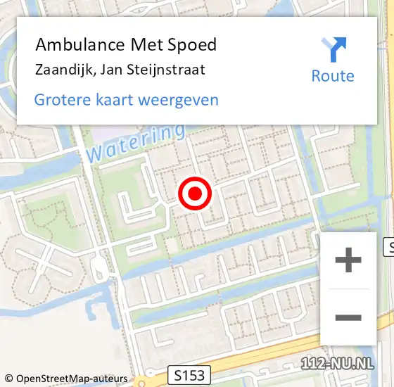 Locatie op kaart van de 112 melding: Ambulance Met Spoed Naar Zaandijk, Jan Steijnstraat op 29 januari 2019 04:18