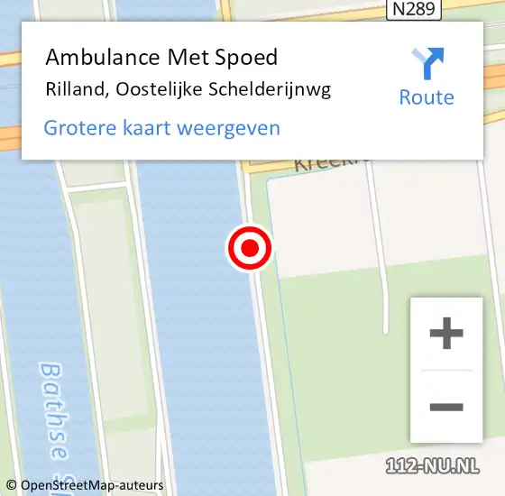 Locatie op kaart van de 112 melding: Ambulance Met Spoed Naar Rilland, Oostelijke Schelderijnwg op 29 januari 2019 04:58