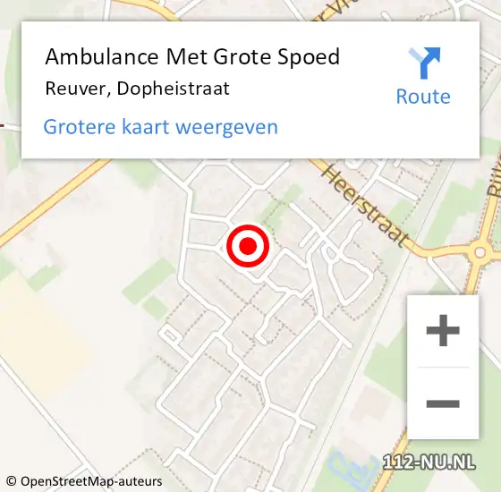 Locatie op kaart van de 112 melding: Ambulance Met Grote Spoed Naar Reuver, Dopheistraat op 29 januari 2019 05:17