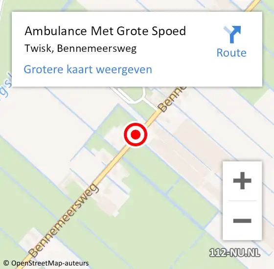 Locatie op kaart van de 112 melding: Ambulance Met Grote Spoed Naar Twisk, Bennemeersweg op 29 januari 2019 07:37