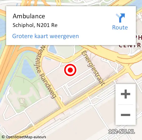 Locatie op kaart van de 112 melding: Ambulance Schiphol, N201 Re op 29 januari 2019 07:50