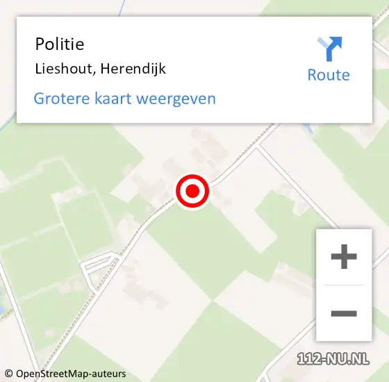 Locatie op kaart van de 112 melding: Politie Lieshout, Herendijk op 29 januari 2019 07:53