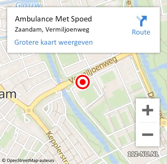 Locatie op kaart van de 112 melding: Ambulance Met Spoed Naar Zaandam, Vermiljoenweg op 29 januari 2019 08:10