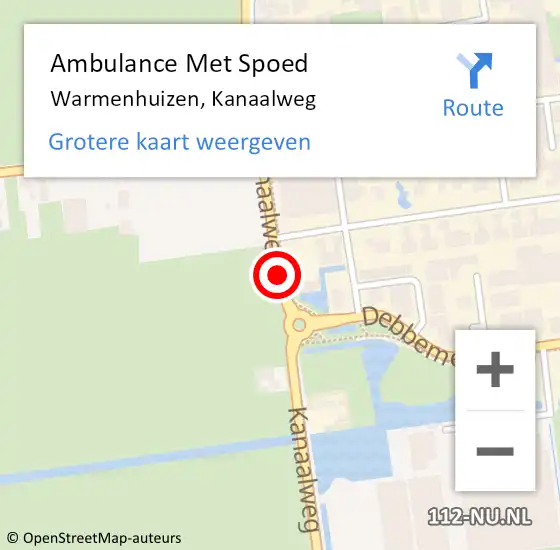 Locatie op kaart van de 112 melding: Ambulance Met Spoed Naar Warmenhuizen, Kanaalweg op 29 januari 2019 08:17