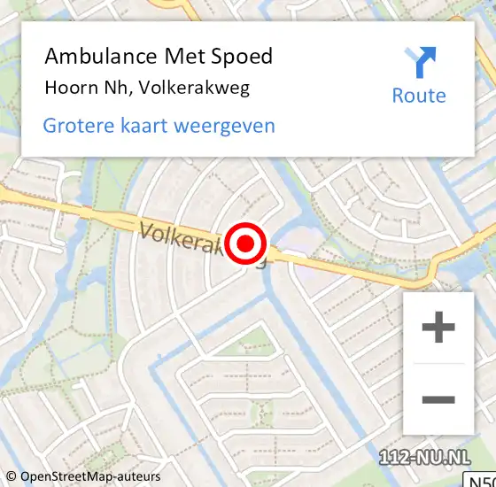 Locatie op kaart van de 112 melding: Ambulance Met Spoed Naar Hoorn Nh, Volkerakweg op 29 januari 2019 08:19