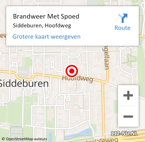 Locatie op kaart van de 112 melding: Brandweer Met Spoed Naar Siddeburen, Hoofdweg op 29 januari 2019 08:25