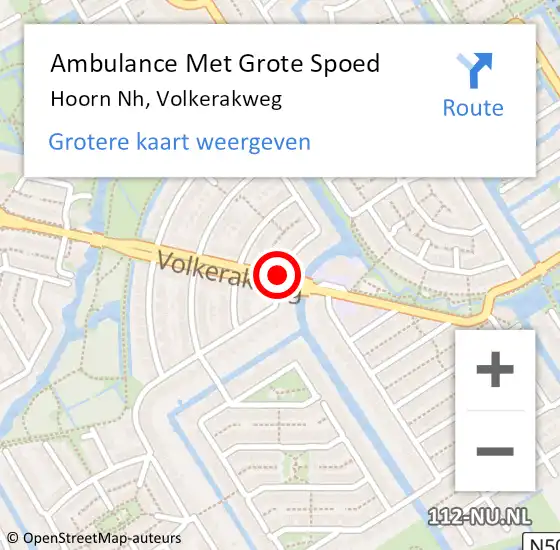 Locatie op kaart van de 112 melding: Ambulance Met Grote Spoed Naar Hoorn Nh, Volkerakweg op 29 januari 2019 08:26