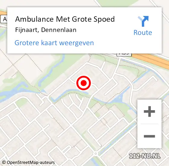 Locatie op kaart van de 112 melding: Ambulance Met Grote Spoed Naar Fijnaart, Dennenlaan op 29 januari 2019 08:26