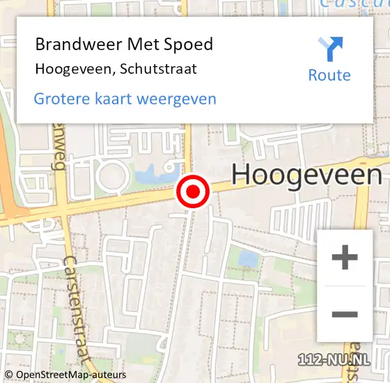 Locatie op kaart van de 112 melding: Brandweer Met Spoed Naar Hoogeveen, Schutstraat op 29 januari 2019 08:27