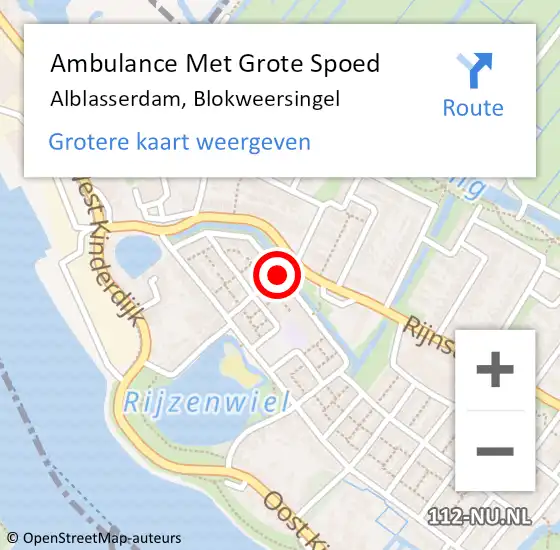 Locatie op kaart van de 112 melding: Ambulance Met Grote Spoed Naar Alblasserdam, Blokweersingel op 29 januari 2019 08:46