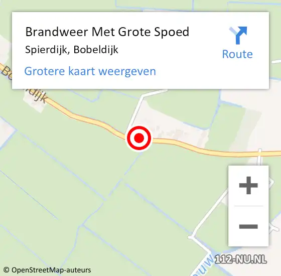 Locatie op kaart van de 112 melding: Brandweer Met Grote Spoed Naar Spierdijk, Bobeldijk op 29 januari 2019 08:52