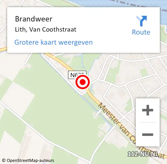 Locatie op kaart van de 112 melding: Brandweer Lith, Van Coothstraat op 29 januari 2019 09:10