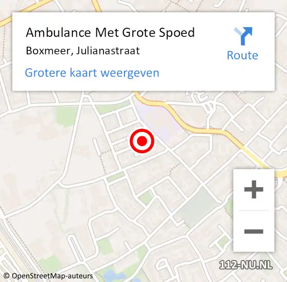 Locatie op kaart van de 112 melding: Ambulance Met Grote Spoed Naar Boxmeer, Julianastraat op 29 januari 2019 09:14