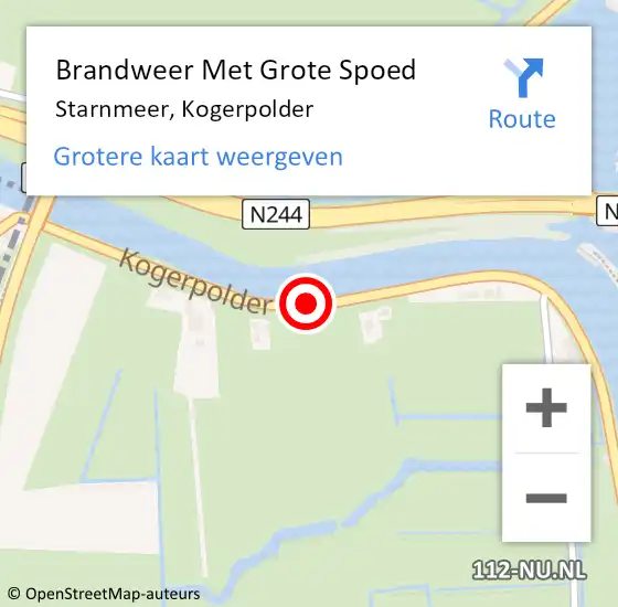 Locatie op kaart van de 112 melding: Brandweer Met Grote Spoed Naar Starnmeer, Kogerpolder op 29 januari 2019 09:52