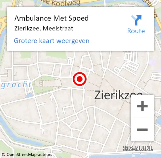 Locatie op kaart van de 112 melding: Ambulance Met Spoed Naar Zierikzee, Meelstraat op 29 januari 2019 09:55