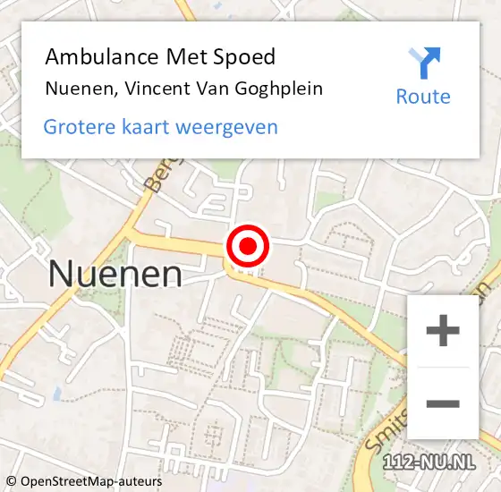 Locatie op kaart van de 112 melding: Ambulance Met Spoed Naar Nuenen, Vincent van Goghplein op 29 januari 2019 10:03