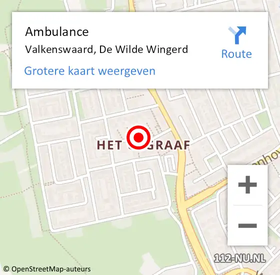 Locatie op kaart van de 112 melding: Ambulance Valkenswaard, De Wilde Wingerd op 29 januari 2019 10:25