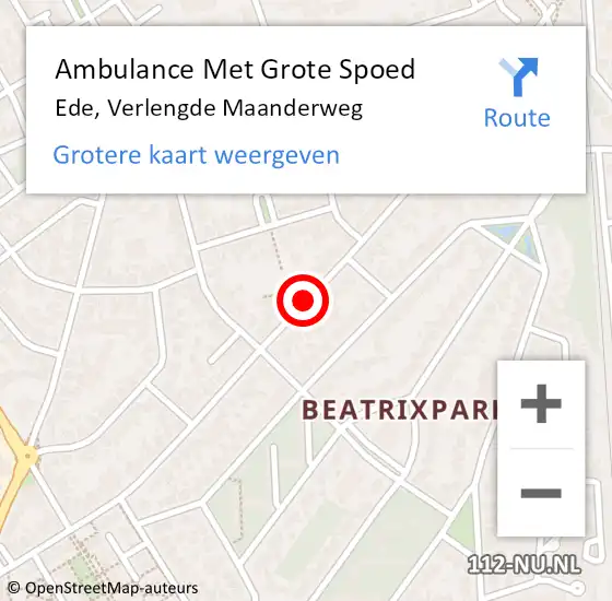 Locatie op kaart van de 112 melding: Ambulance Met Grote Spoed Naar Ede, Verlengde Maanderweg op 29 januari 2019 10:39
