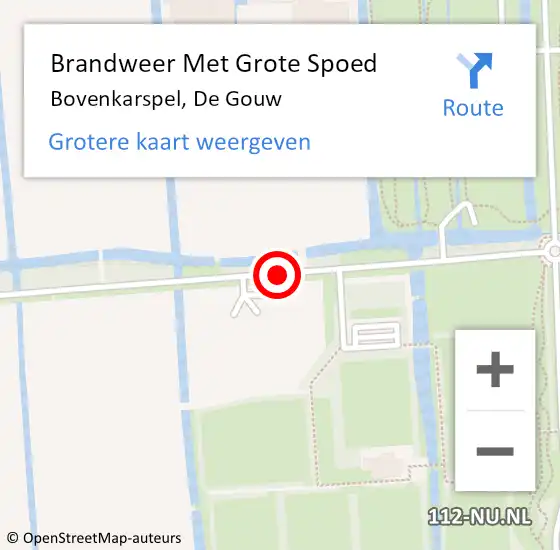 Locatie op kaart van de 112 melding: Brandweer Met Grote Spoed Naar Bovenkarspel, De Gouw op 29 januari 2019 10:45