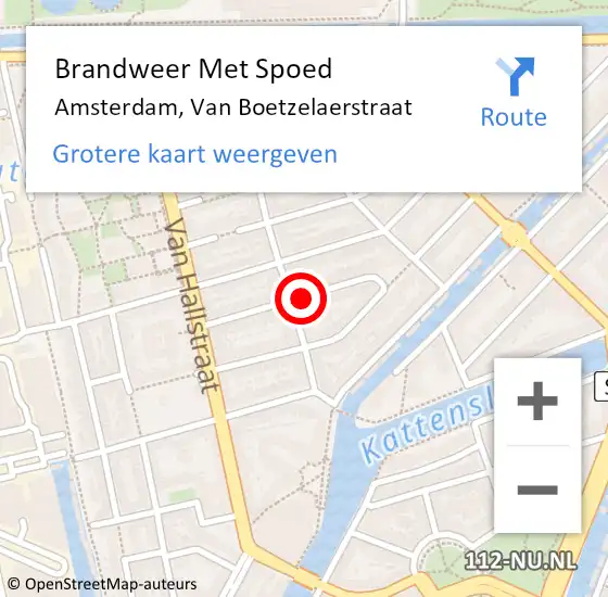 Locatie op kaart van de 112 melding: Brandweer Met Spoed Naar Amsterdam, Van Boetzelaerstraat op 29 januari 2019 10:52