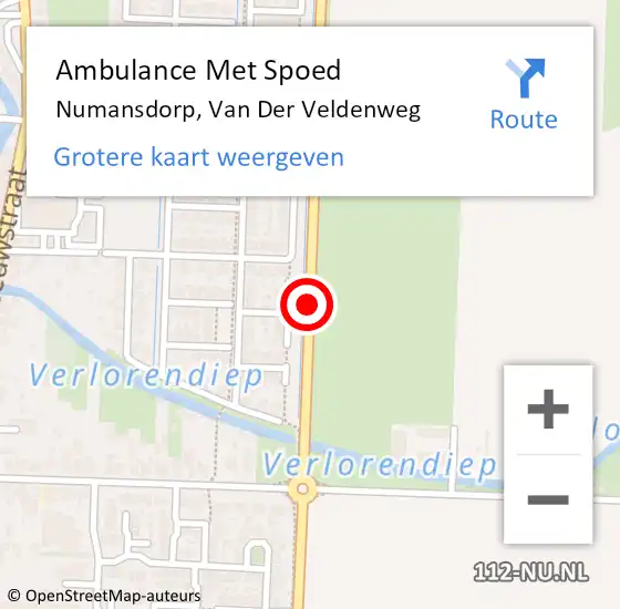Locatie op kaart van de 112 melding: Ambulance Met Spoed Naar Numansdorp, Weth Van Der Veldenweg op 29 januari 2019 11:54