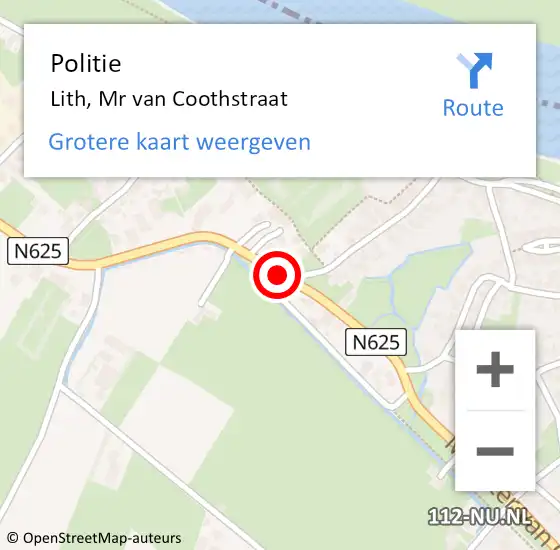 Locatie op kaart van de 112 melding: Politie Lith, Mr van Coothstraat op 29 januari 2019 12:16