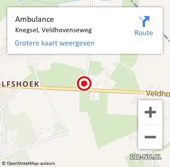 Locatie op kaart van de 112 melding: Ambulance Knegsel, Veldhovenseweg op 29 januari 2019 12:22