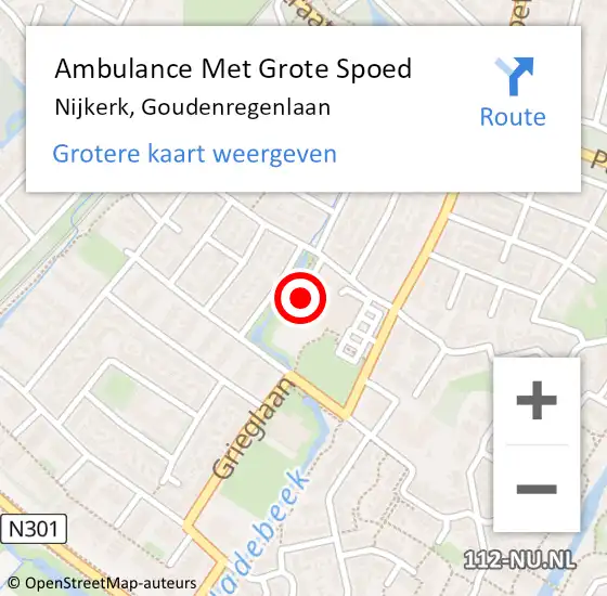 Locatie op kaart van de 112 melding: Ambulance Met Grote Spoed Naar Nijkerk, Goudenregenlaan op 29 januari 2019 14:10