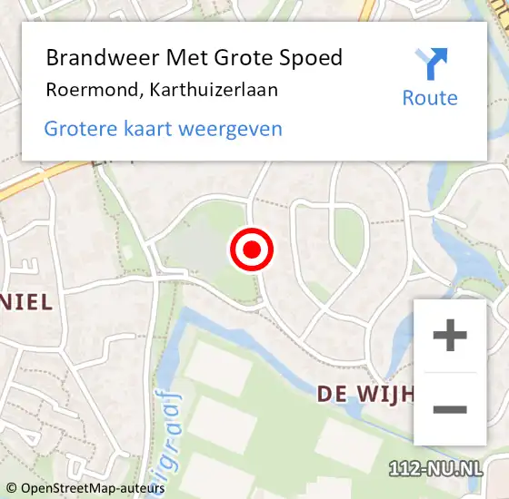 Locatie op kaart van de 112 melding: Brandweer Met Grote Spoed Naar Roermond, Karthuizerlaan op 29 januari 2019 14:58