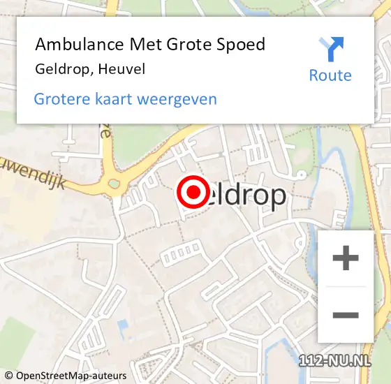 Locatie op kaart van de 112 melding: Ambulance Met Grote Spoed Naar Geldrop, Heuvel op 29 januari 2019 15:24