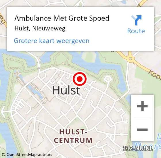 Locatie op kaart van de 112 melding: Ambulance Met Grote Spoed Naar Hulst, Nieuweweg op 29 januari 2019 16:02