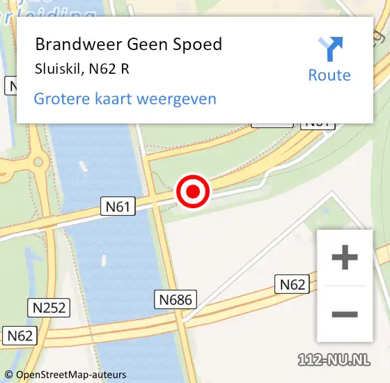 Locatie op kaart van de 112 melding: Brandweer Geen Spoed Naar Sluiskil, N62 R op 29 januari 2019 17:54