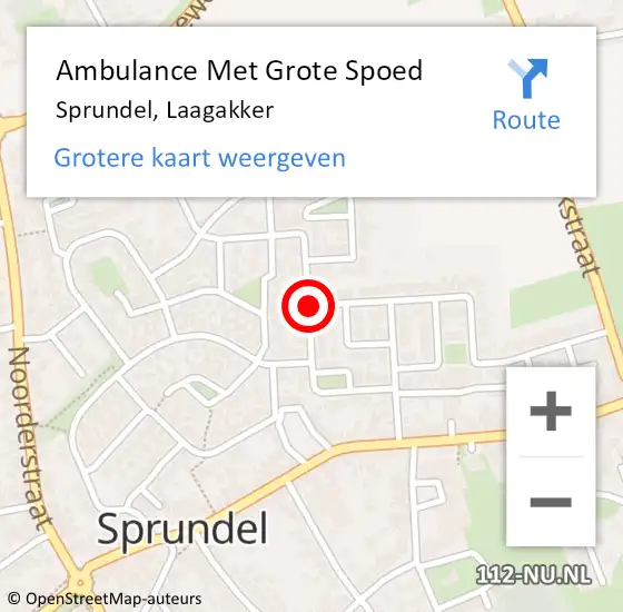 Locatie op kaart van de 112 melding: Ambulance Met Grote Spoed Naar Sprundel, Laagakker op 29 januari 2019 18:45