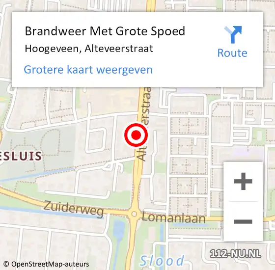 Locatie op kaart van de 112 melding: Brandweer Met Grote Spoed Naar Hoogeveen, Alteveerstraat op 29 januari 2019 19:49