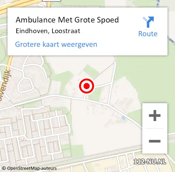 Locatie op kaart van de 112 melding: Ambulance Met Grote Spoed Naar Eindhoven, Loostraat op 29 januari 2019 20:17