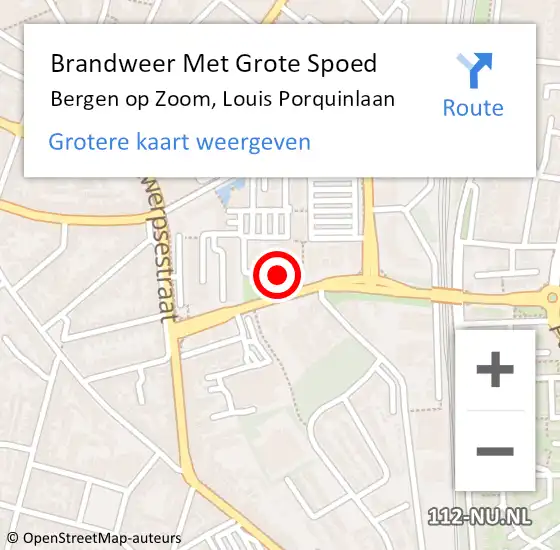 Locatie op kaart van de 112 melding: Brandweer Met Grote Spoed Naar Bergen op Zoom, Louis Porquinlaan op 29 januari 2019 20:33