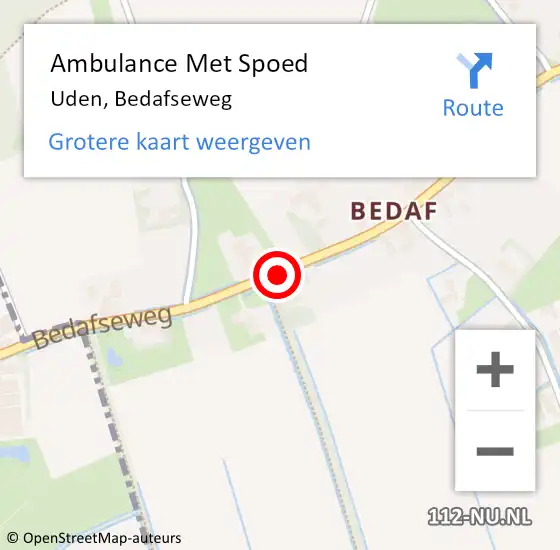 Locatie op kaart van de 112 melding: Ambulance Met Spoed Naar Uden, Bedafseweg op 29 januari 2019 21:02