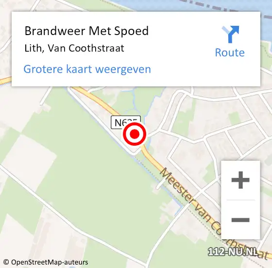 Locatie op kaart van de 112 melding: Brandweer Met Spoed Naar Lith, Van Coothstraat op 29 januari 2019 21:22