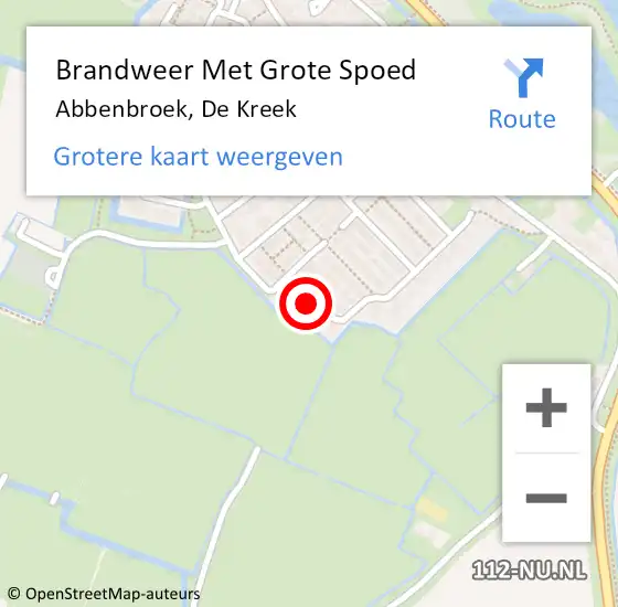 Locatie op kaart van de 112 melding: Brandweer Met Grote Spoed Naar Abbenbroek, De Kreek op 29 januari 2019 21:59