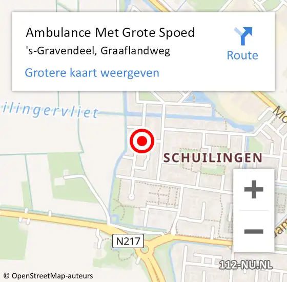 Locatie op kaart van de 112 melding: Ambulance Met Grote Spoed Naar 's-Gravendeel, Graaflandweg op 29 januari 2019 22:33