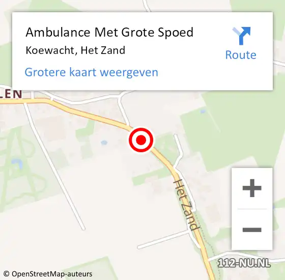 Locatie op kaart van de 112 melding: Ambulance Met Grote Spoed Naar Koewacht, Het Zand op 30 januari 2019 01:22