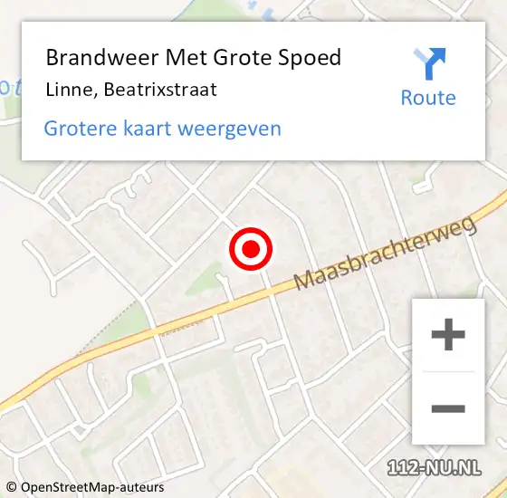 Locatie op kaart van de 112 melding: Brandweer Met Grote Spoed Naar Linne, Beatrixstraat op 30 januari 2019 02:24