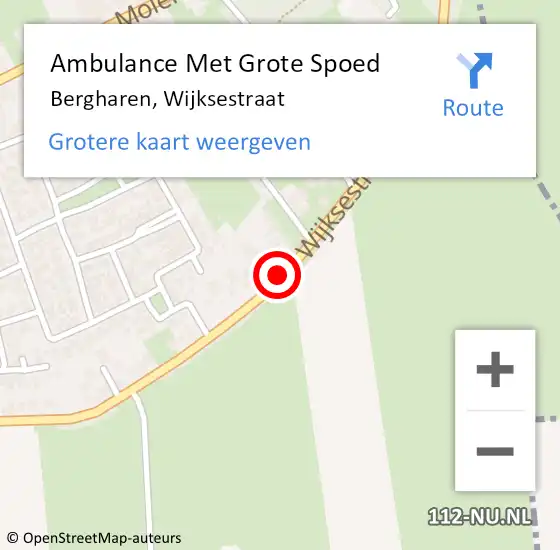 Locatie op kaart van de 112 melding: Ambulance Met Grote Spoed Naar Bergharen, Wijksestraat op 30 januari 2019 05:22