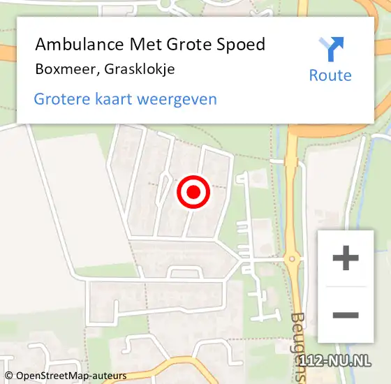 Locatie op kaart van de 112 melding: Ambulance Met Grote Spoed Naar Boxmeer, Grasklokje op 30 januari 2019 06:15