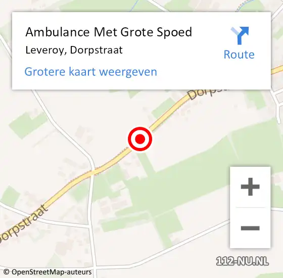 Locatie op kaart van de 112 melding: Ambulance Met Grote Spoed Naar Leveroy, Dorpstraat op 30 januari 2019 07:12