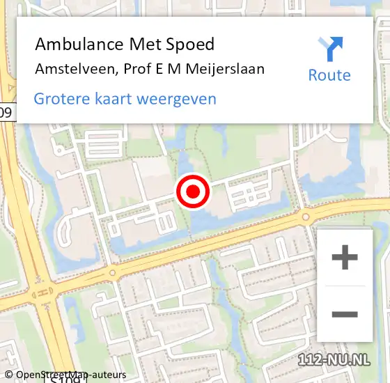 Locatie op kaart van de 112 melding: Ambulance Met Spoed Naar Amstelveen, Prof E M Meijerslaan op 30 januari 2019 07:51