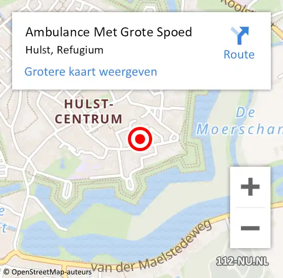 Locatie op kaart van de 112 melding: Ambulance Met Grote Spoed Naar Hulst, Refugium op 30 januari 2019 08:57
