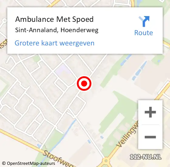 Locatie op kaart van de 112 melding: Ambulance Met Spoed Naar Sint-Annaland, Hoenderweg op 30 januari 2019 09:06