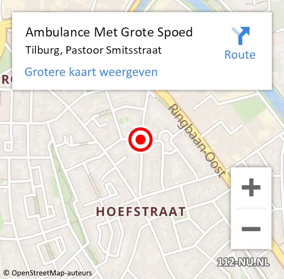 Locatie op kaart van de 112 melding: Ambulance Met Grote Spoed Naar Tilburg, Pastoor Smitsstraat op 30 januari 2019 10:13