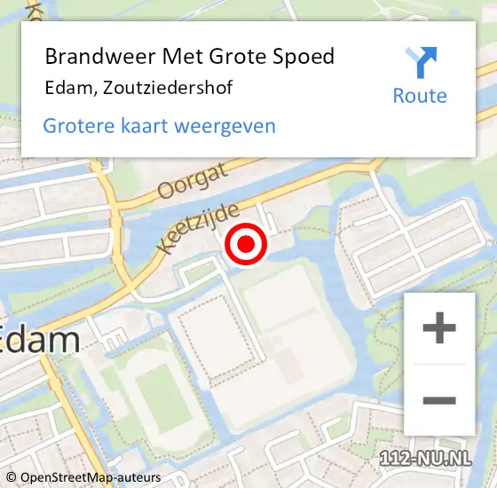 Locatie op kaart van de 112 melding: Brandweer Met Grote Spoed Naar Edam, Zoutziedershof op 30 januari 2019 10:15